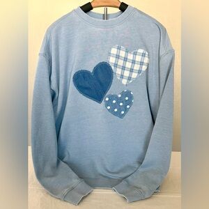 Patchwork heart crewneck size medium NWT